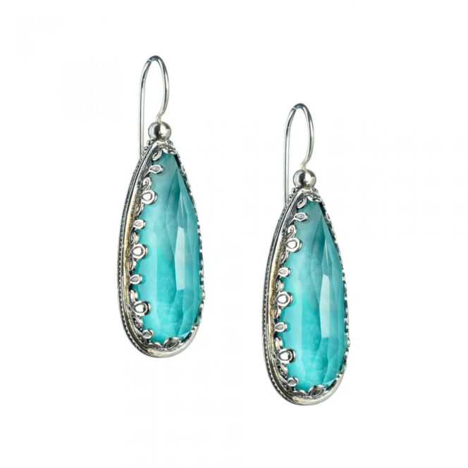 Aegean colors big teardrops earrings in Sterling silver - Image 2