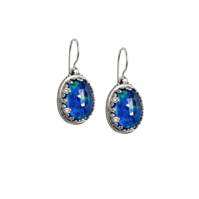 Aegean colors Big oval Earrings in Sterling Silver with Doublet Gemstones - Image 5