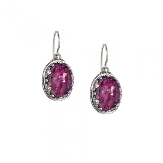 Aegean colors Big oval Earrings in Sterling Silver with Doublet Gemstones - Image 7