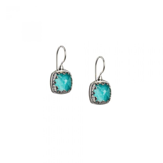 Aegean Colors Square Earrings in Sterling Silver with Doublet Gemstones - Image 5