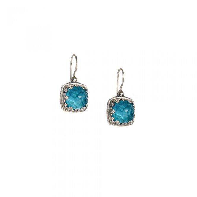 Aegean Colors Square Earrings in Sterling Silver with Doublet Gemstones - Image 4
