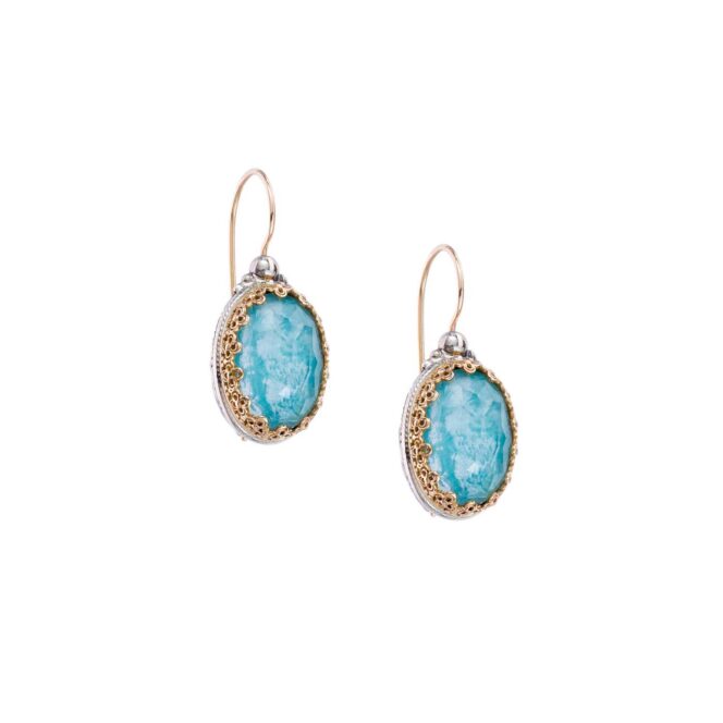 Aegean Colors Oval Earrings in 18K Gold and Sterling Silver with Doublet Gemstones - Image 4