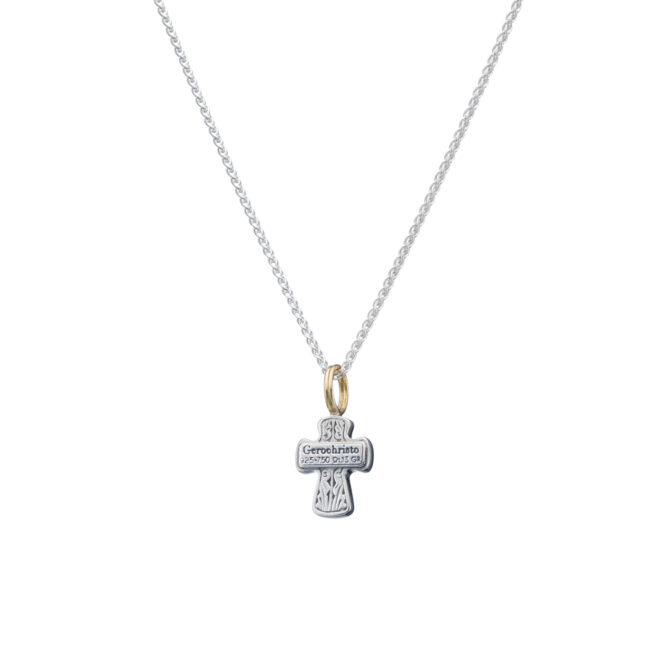Tiny Byzantine cross in 18K Gold and Silver - Image 3
