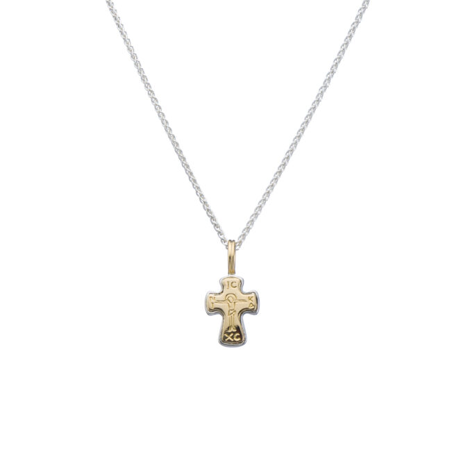 Tiny Byzantine cross in 18K Gold and Silver - Image 2