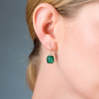 Aegean Colors Square Earrings in 18K Gold and Sterling Silver with Doublet Gemstones
