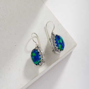 Aegean colors Medium Oval Earrings in Sterling Silver