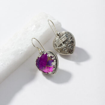 Aegean colors hearts Earrings in Sterling Silver with Doublet Stones