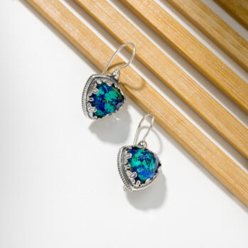 Aegean Colors Triangle Earrings in Sterling Silver with Doublet Gemstones