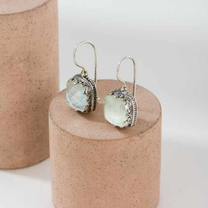 Aegean Colors Square Earrings in Sterling Silver with Doublet Gemstones - Image 2