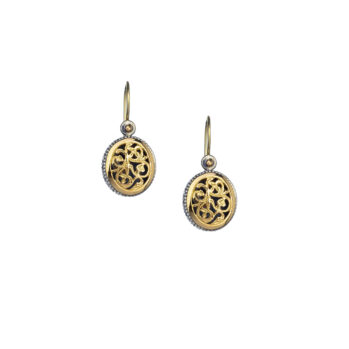 Garden shadows small oval earrings in 18K Gold and Sterling Silver