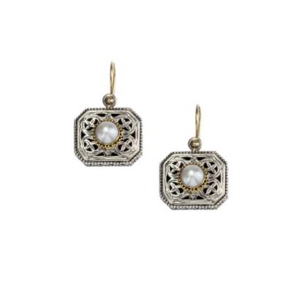 Garden shadows polygon earrings in 18K Gold and Sterling Silver with pearl