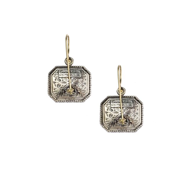 Garden shadows polygon earrings in 18K Gold and Sterling Silver with pearl - Image 2
