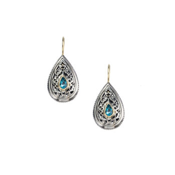 Garden shadows drop earrings in 18K Gold and Sterling Silver with blue topaz