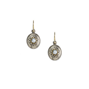 Garden shadows small oval earrings in 18K Gold and Sterling Silver with gemstones