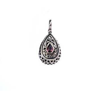 Garden Shadows small Drop Pendant in Sterling Silver with Cubic zirconia