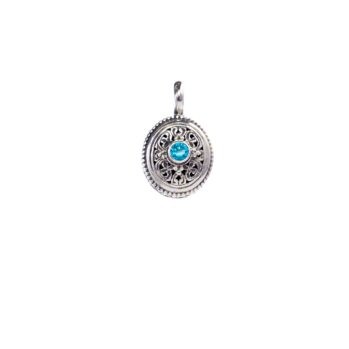 Garden Shadows small oval Pendant in Sterling Silver with Cubic zirconia
