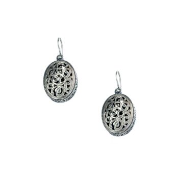 Garden Shadows big Oval Earrings in Sterling Silver
