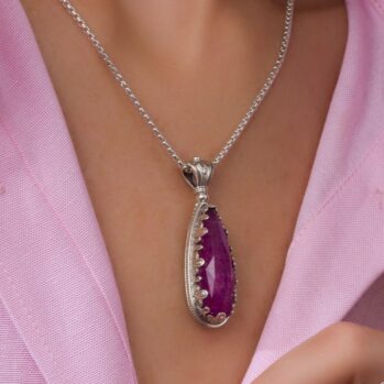 Aegean colors big teardrop pendant in Sterling Silver
