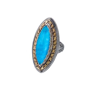 Imperial marquise big ring in 18K Gold and Sterling Silver with doublet stone