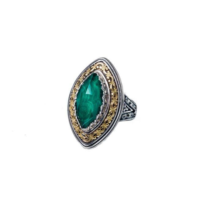 Imperial marquise ring in 18K Gold and Sterling Silver with doublet stone