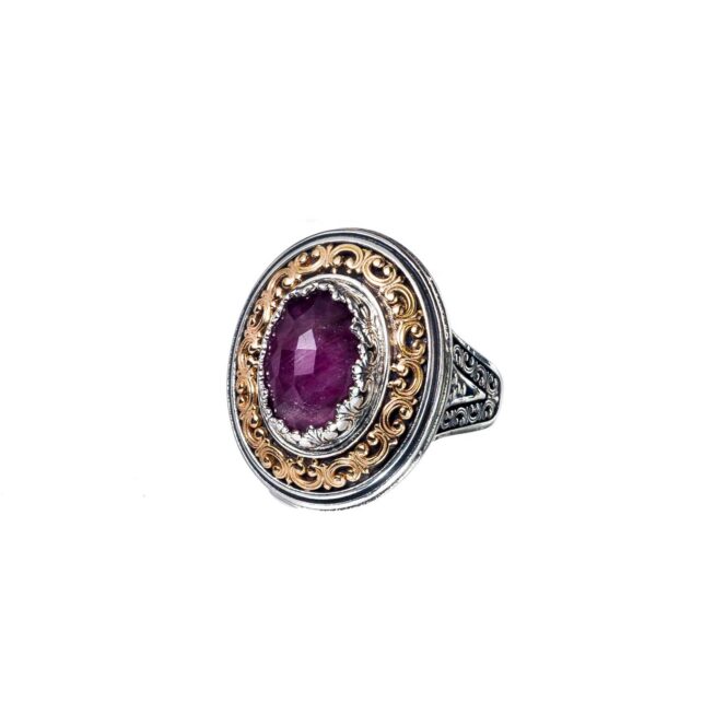 Imperial oval Ring in 18K Gold and Sterling Silver with Doublet Stone - Image 3