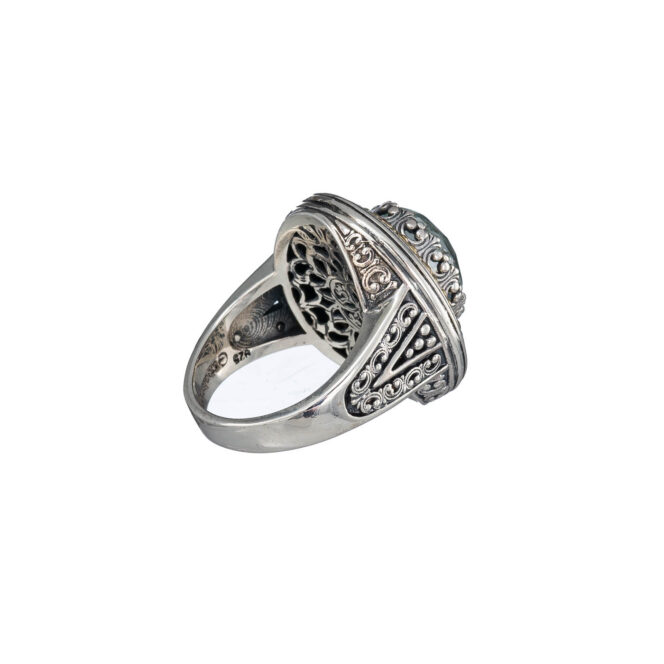 Imperial oval Ring in 18K Gold and Sterling Silver with doublet stone - Image 4