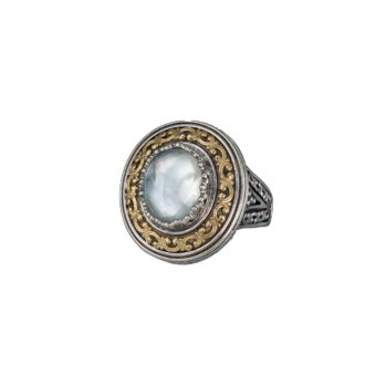 Imperial oval Ring in 18K Gold and Sterling Silver with doublet stone