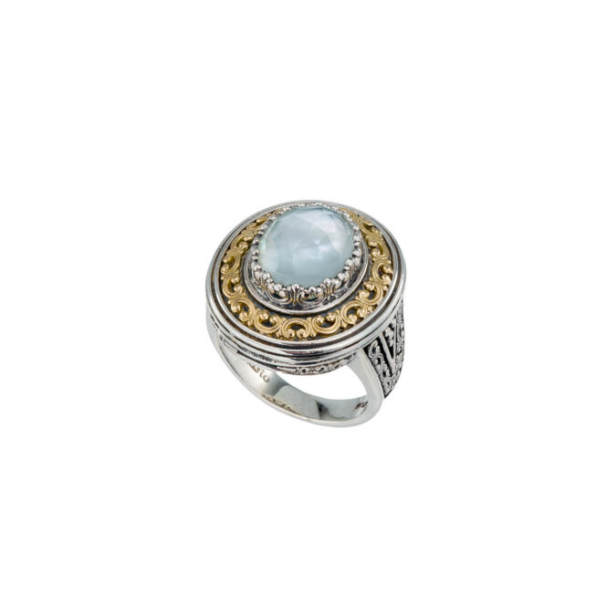 Imperial oval Ring in 18K Gold and Sterling Silver with doublet stone - Image 3