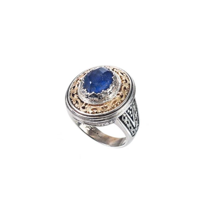 Imperial small oval Ring in 18K Gold Sterling Silver with doublet stone - Image 2
