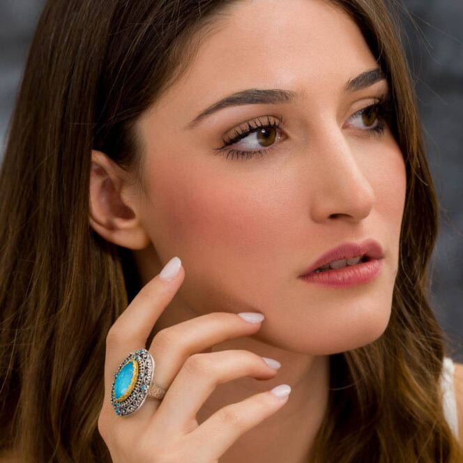 Iris ring in Sterling Silver with Gold Plated Parts - Image 2