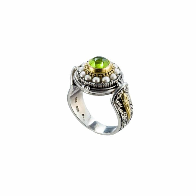 Athenian flowers Aphrodite ring in 18K Gold and Sterling Silver with aquamarine - Image 3