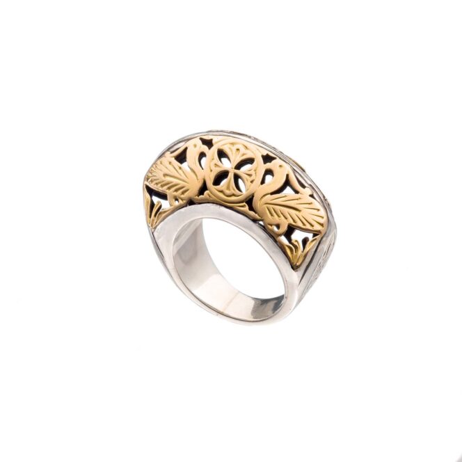 Classic Byzantine ring in 18K Gold and Sterling Silver