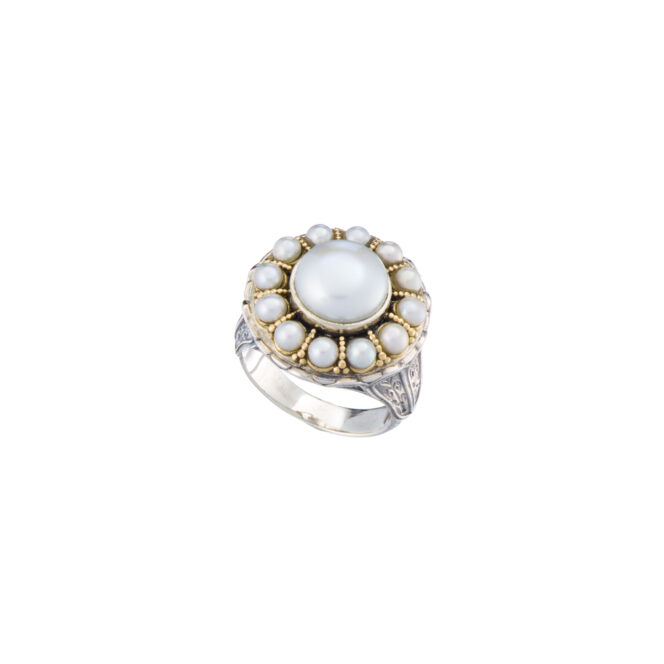 Santorini ring in 18K Gold and Sterling Silver with pearls - Image 2