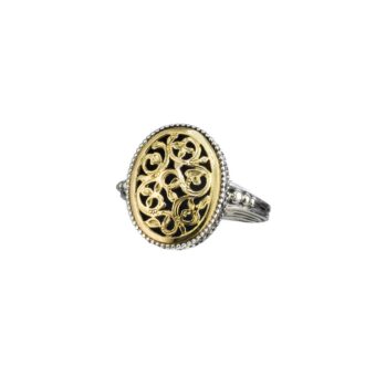 Garden shadows medium oval ring in 18K Gold and Sterling Silver