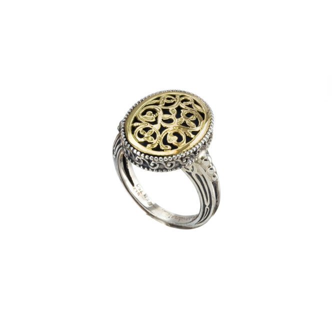 Garden shadows medium oval ring in 18K Gold and Sterling Silver - Image 2