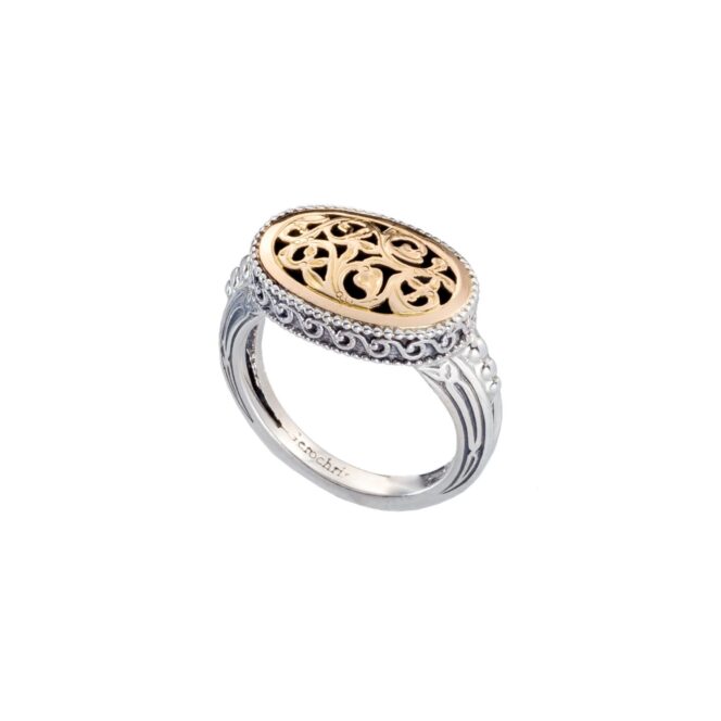 Garden Shadows medium oval ring in 18K Gold and Sterling Silver - Image 2