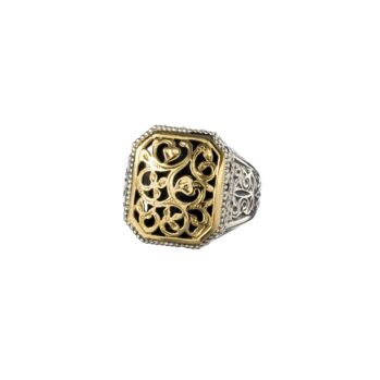 Garden shadows polygon ring in 18K Gold and Sterling Silver