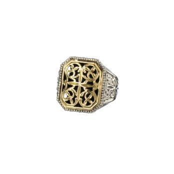 Garden shadows polygon ring in 18K Gold and Sterling Silver