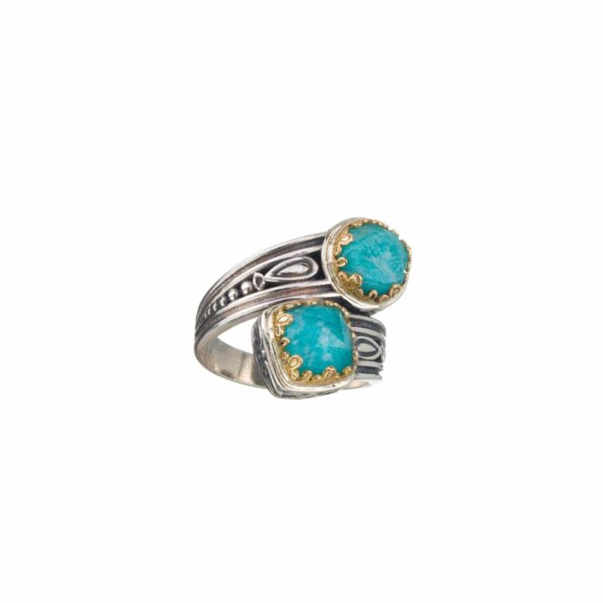 Aegean colors 2 stones ring in 18K Gold and Sterling Silver - Image 2