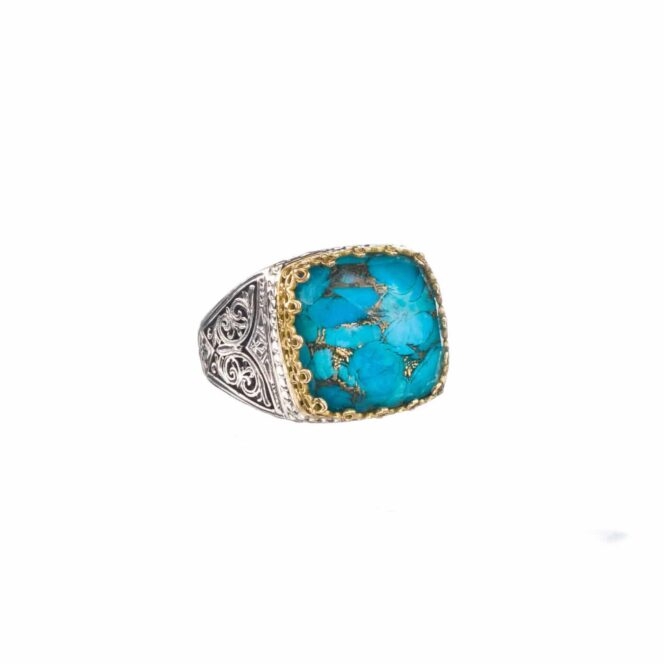 Aegean Colors Square Ring in 18K Gold and Sterling Silver with Doublet Gemstone - Image 4