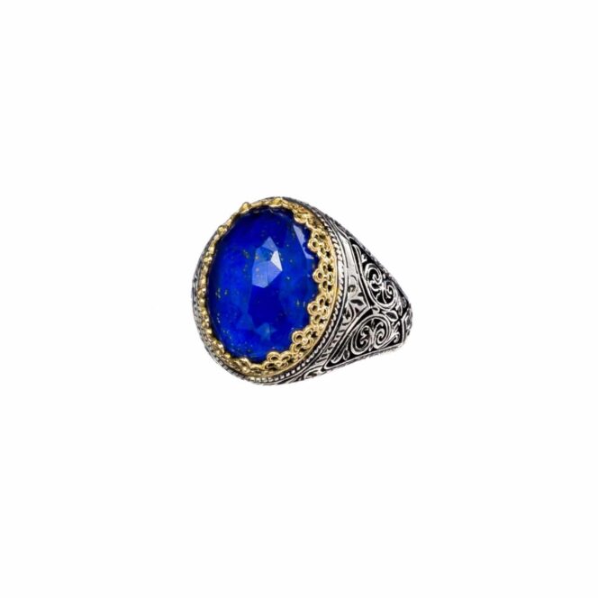 Aegean colors oval ring in 18K Gold and Sterling Silver and doublet stone - Image 2