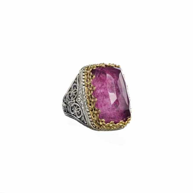 Aegean colors Ring in 18K Gold and Sterling Silver with Doublet stone - Image 5