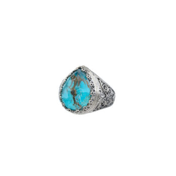 Aegean colors teardrop ring in Sterling Silver