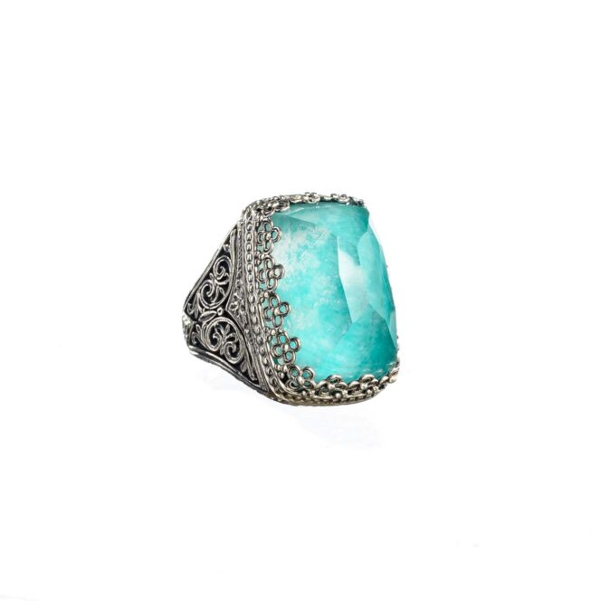 Aegean colors ring in Sterling Silver with Doublet Stone - Image 2