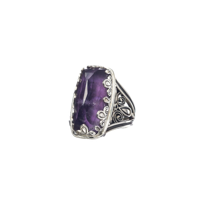 Aegean colors Parallelogram Ring in sterling silver with Doublet Gemstone - Image 6