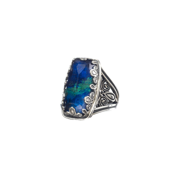 Aegean colors Parallelogram Ring in sterling silver with Doublet Gemstone - Image 5