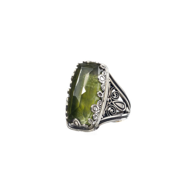 Aegean colors Parallelogram Ring in sterling silver with Doublet Gemstone - Image 4