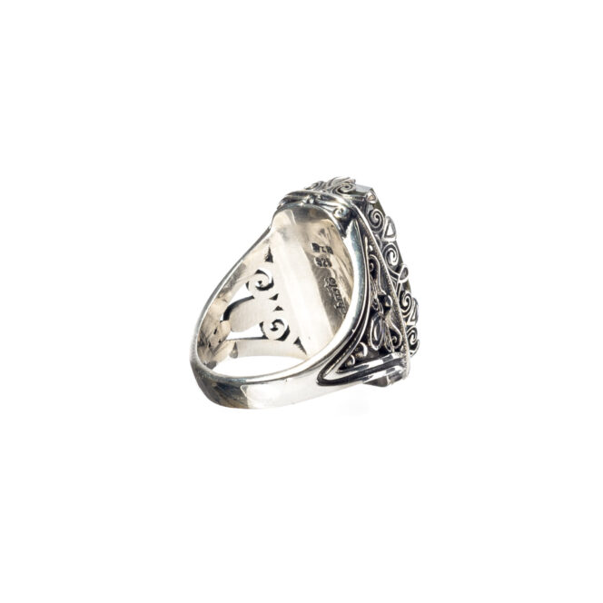 Aegean colors Parallelogram Ring in sterling silver with Doublet Gemstone - Image 7