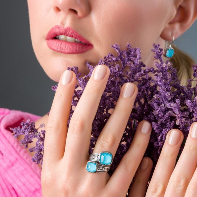 Aegean colors Double Stones ring in Sterling Silver - Image 2