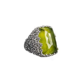 Wild Flower Anthemis Ring in Sterling Silver with Doublet Gemstone